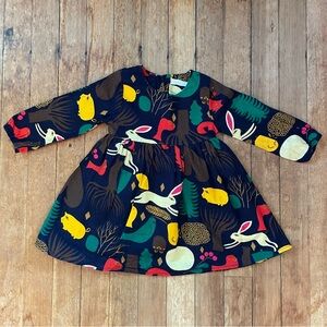 Woodland Creatures Cotton Long Sleeve Dress